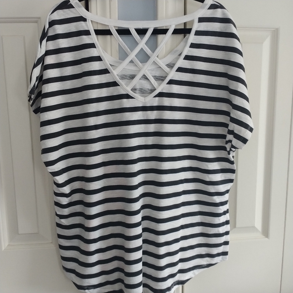 Lane Bryant Cap Sleeve Stripe Top 18/20 - Picture 5 of 6